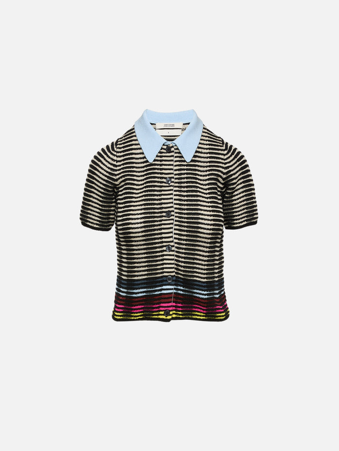 Wave Knit Polo Shirt,CHRISTOPHER JOHN ROGERS,BLACK MULTI,Image 1