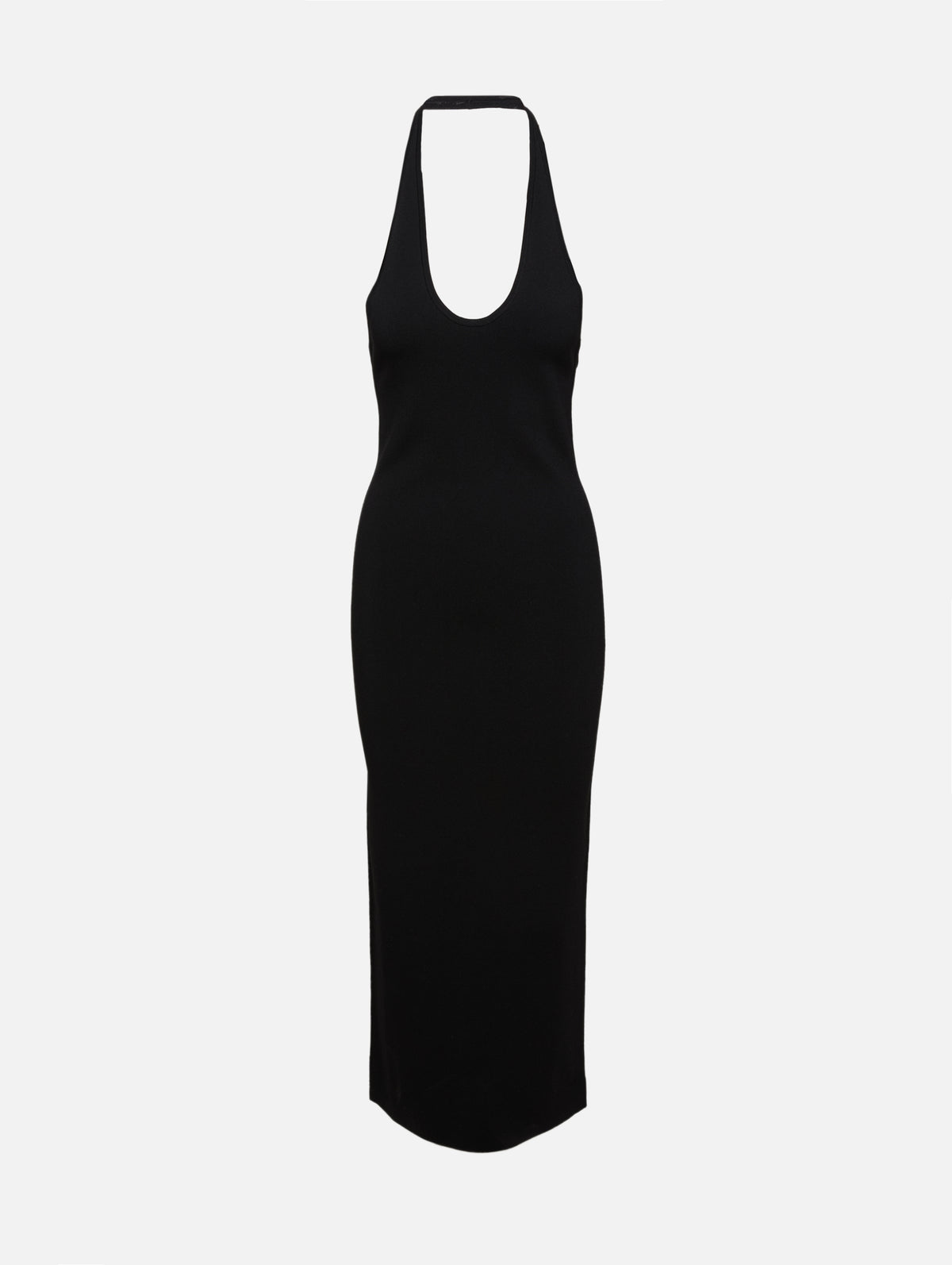 Compact Knit Halter Dress,TOTÉME,BLACK,Image 1