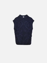 Logo Knit Vest,LOEWE,NAVY BLUE,Image 1