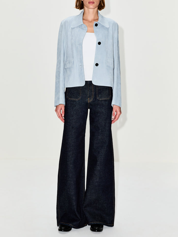 Fem Suede Jacket,ARMA,VINTAGE BLUE,Image 1