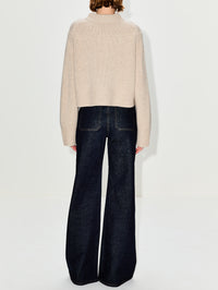 Cropped Oversized Sweater,CO,BEIGE MELANGE,Image 3