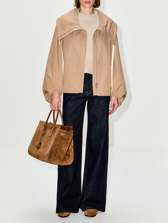 Rolled Collar Jacket,CO,CAMEL,Image 1