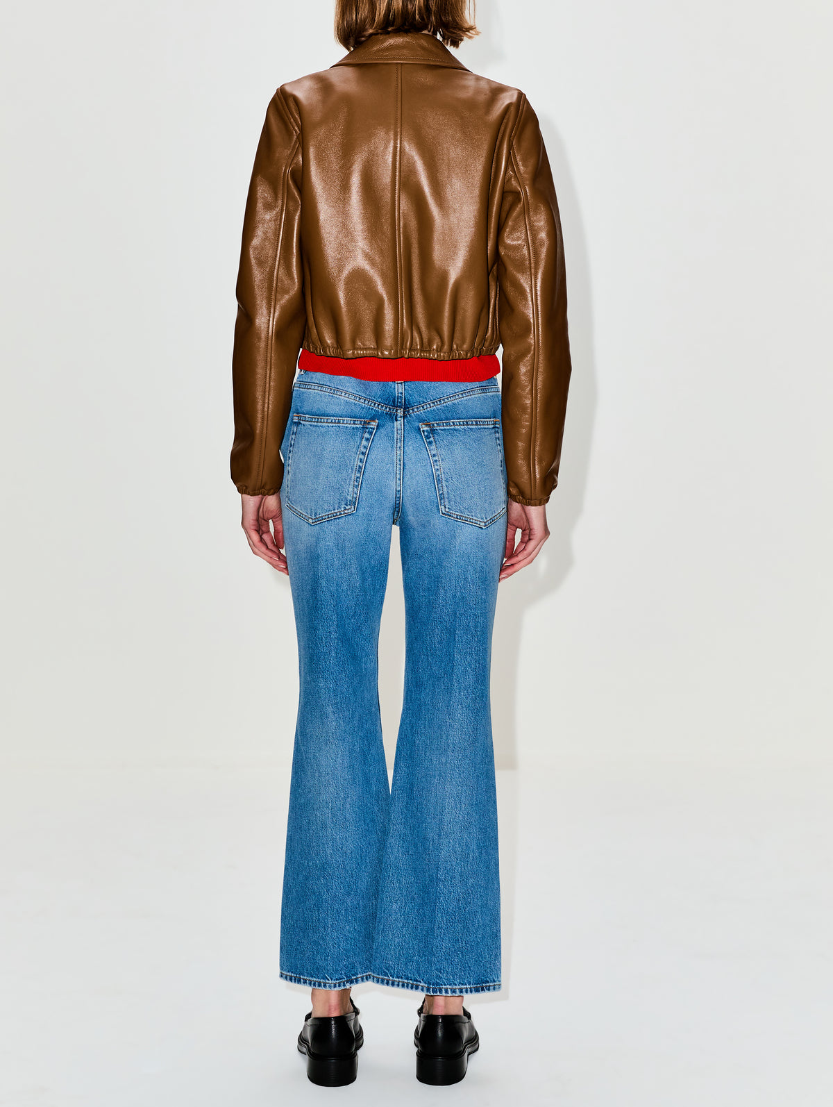 Leather Bomber Jacket,GUCCI,HONEY BISCUIT,Image 3