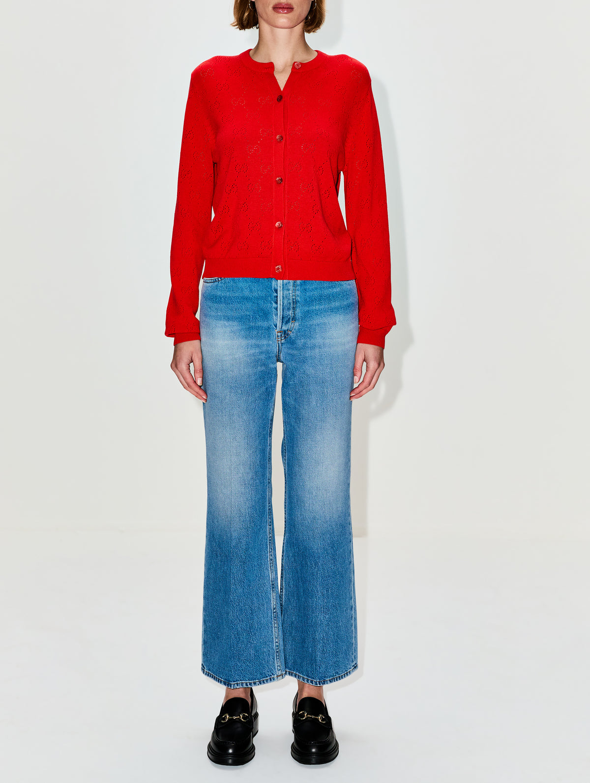 Button Up Cardigan,GUCCI,CORAL ROSE,Image 2