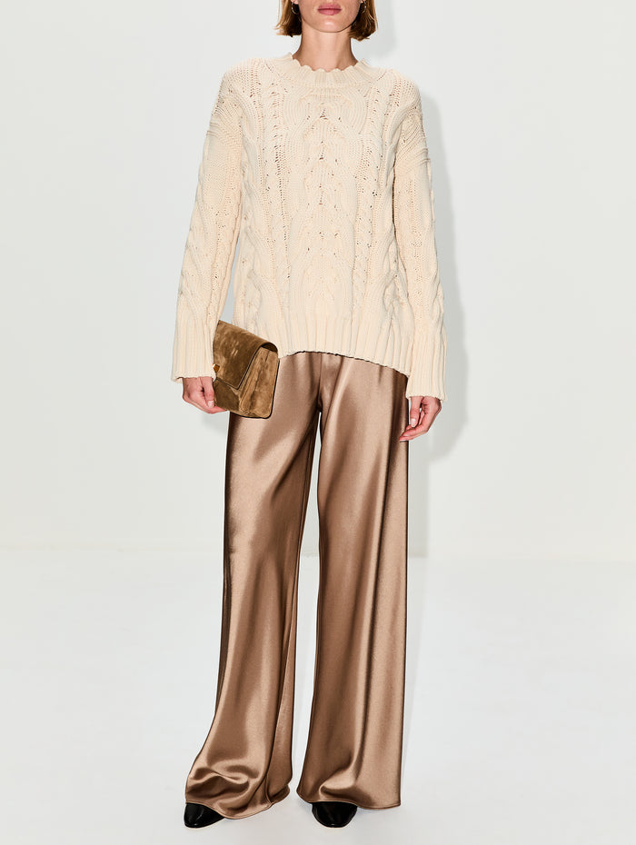 Oversized Cable Sweater,LA LIGNE,CREAM,Image 1