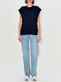 Logo Knit Vest,LOEWE,NAVY BLUE,Image 2
