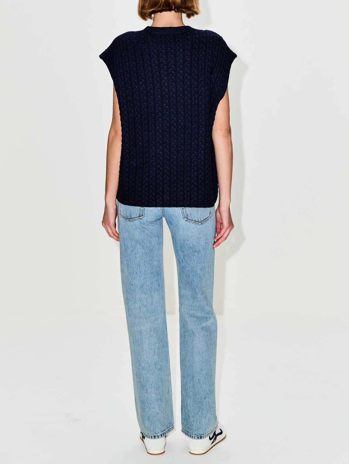 Logo Knit Vest,LOEWE,NAVY BLUE,Image 3