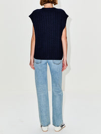Logo Knit Vest,LOEWE,NAVY BLUE,Image 3