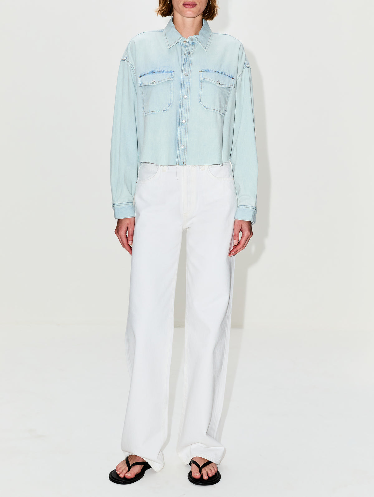 Camper Crop Shirt,RE/DONE,BLEACH DISTRESS,Image 2