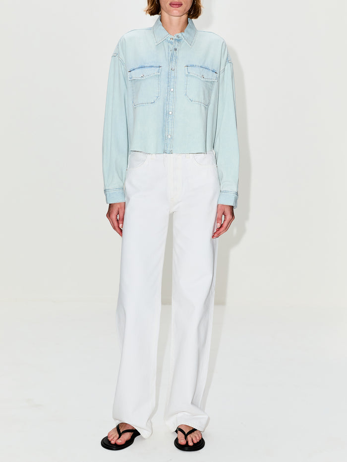 Camper Crop Shirt,RE/DONE,BLEACH DISTRESS,Image 1