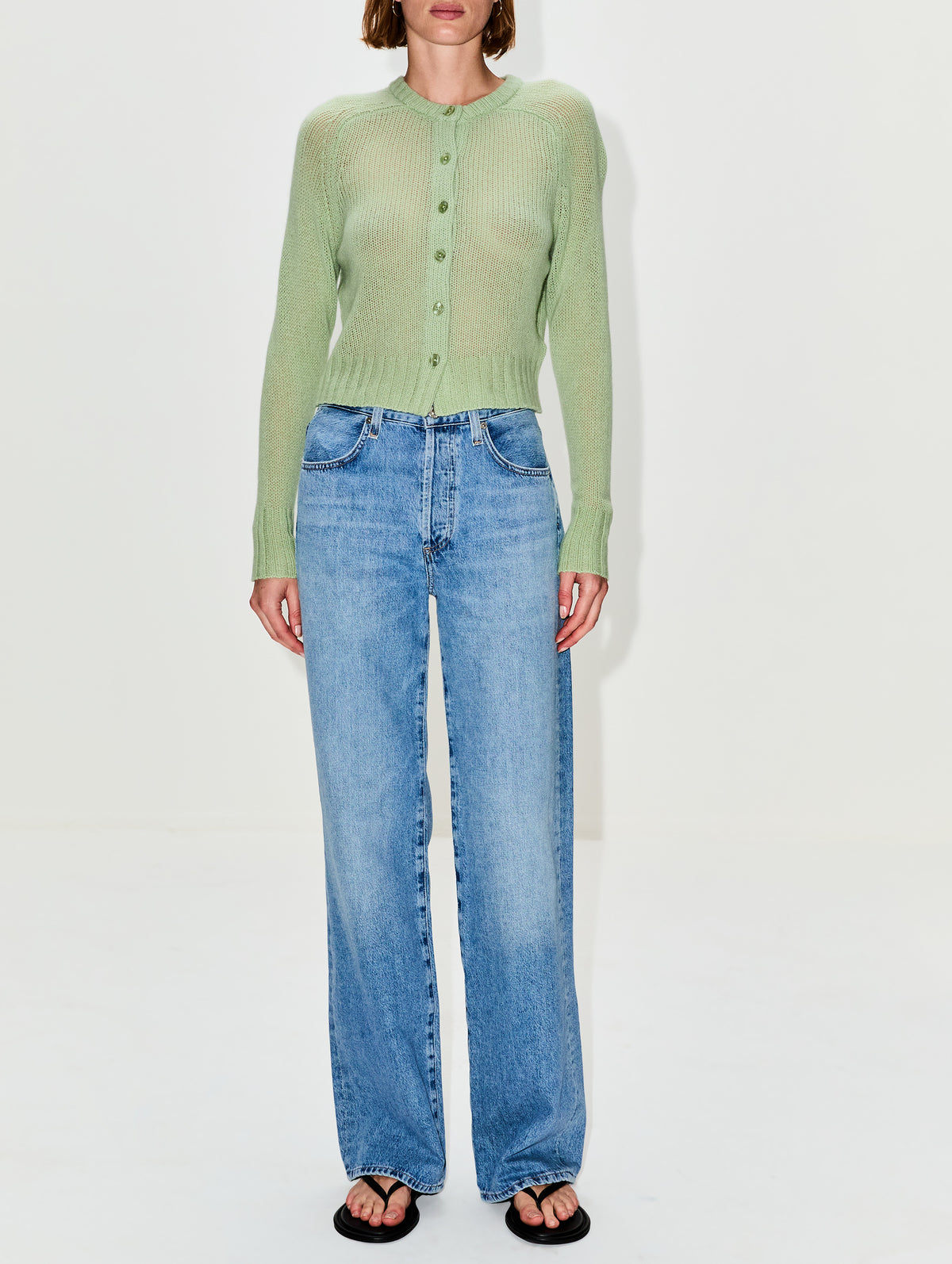 Slim Cashmere Cardigan,RE/DONE,MELON,Image 2