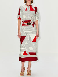 Atira Skirt,SILVIA TCHERASSI,ROUGE GEOMETRIC,Image 2