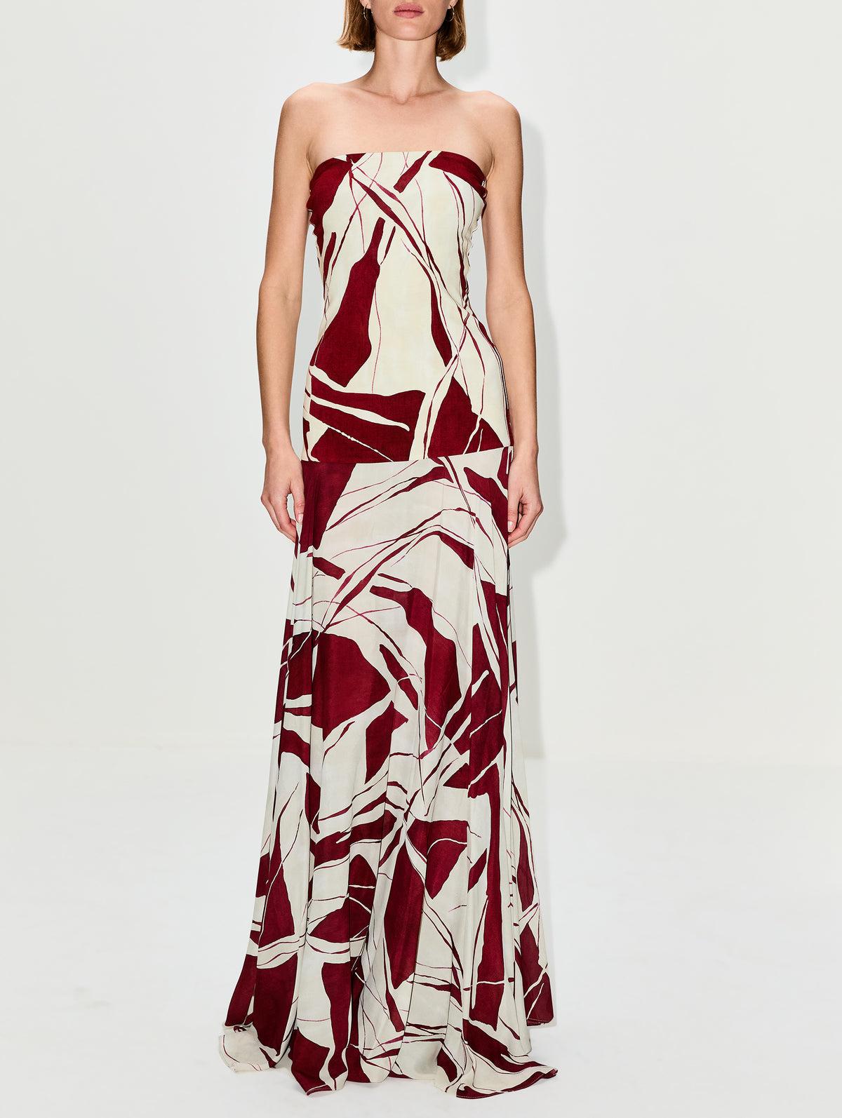 SILVIA TCHERASSI | Women's | Muriel Dress | BEIGE BURGUNDY GOWN SILVIA TCHERASSI | Women's | Muriel Dress | BEIGE BURGUNDY GOWN