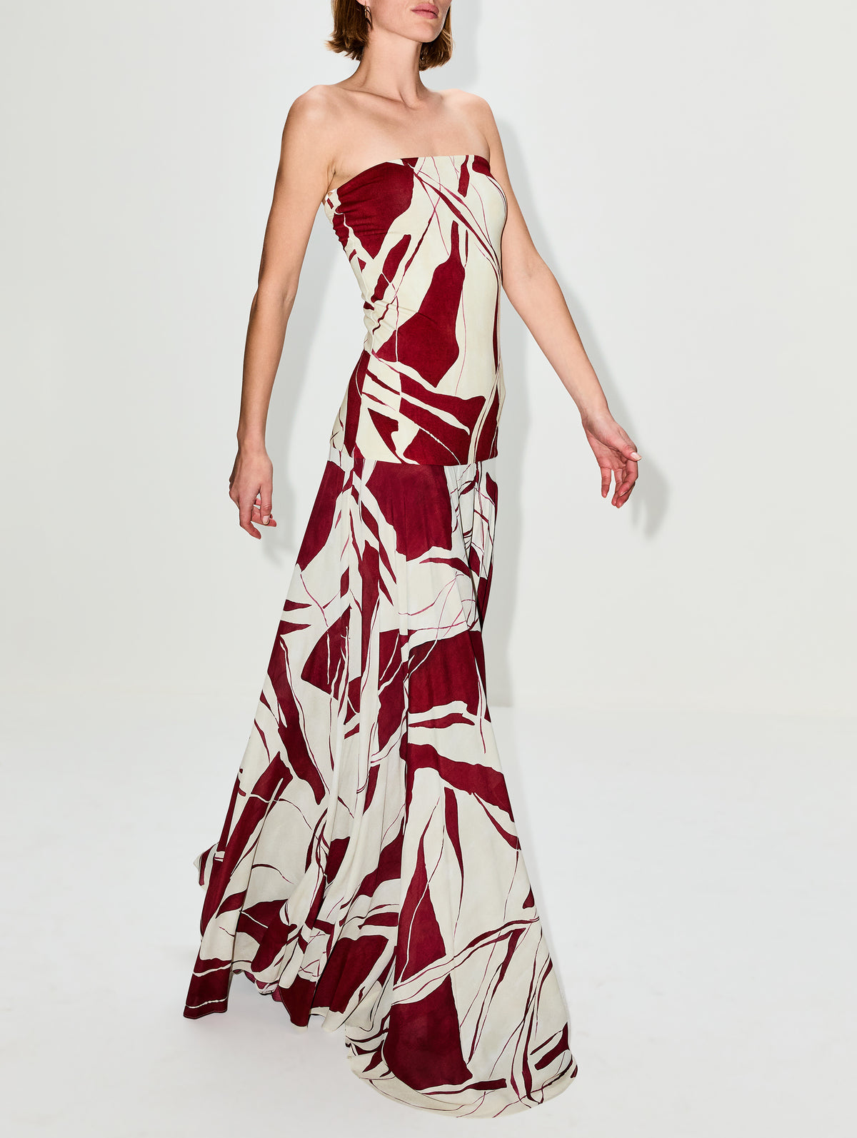 SILVIA TCHERASSI | Women's | Muriel Dress | BEIGE BURGUNDY GOWN SILVIA TCHERASSI | Women's | Muriel Dress | BEIGE BURGUNDY GOWN