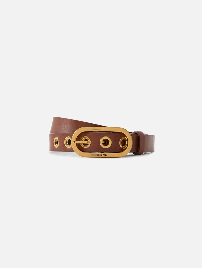 Antic Leather Belt,MIU MIU,COGNAC,Image 1