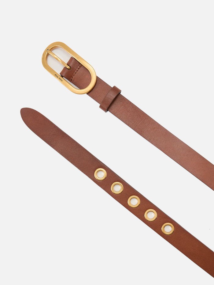 Antic Leather Belt,MIU MIU,COGNAC,Image 1