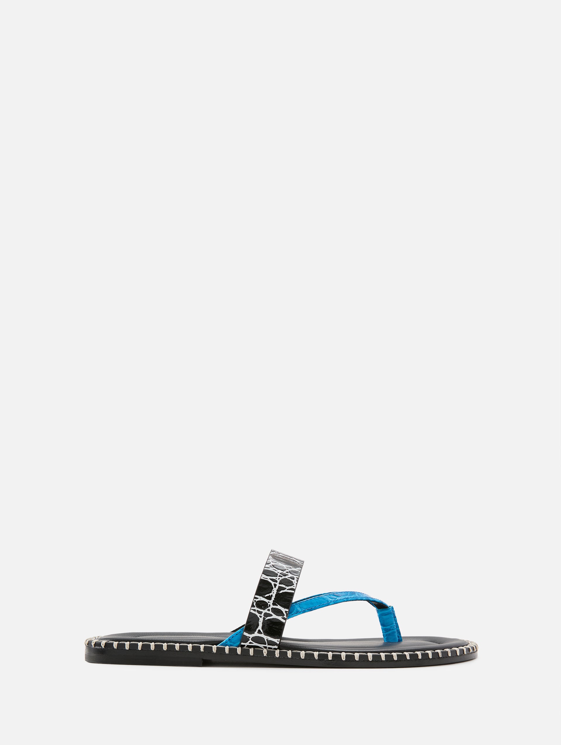DRIES VAN NOTEN サンダル ブラック ブルー Mixed Material Flat Sandal | DRIES VAN NOTEN | elysewalker