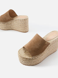 Suede Wedge,GIANVITO ROSSI,CAMEL,Image 2