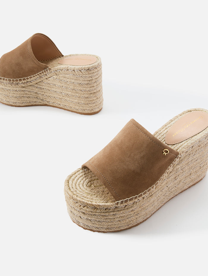 Suede Wedge,GIANVITO ROSSI,CAMEL,Image 1