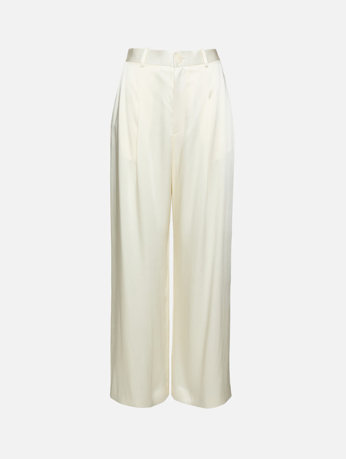 Relaxed Pleated Pant,LAPOINTE,CREAM,Image 1