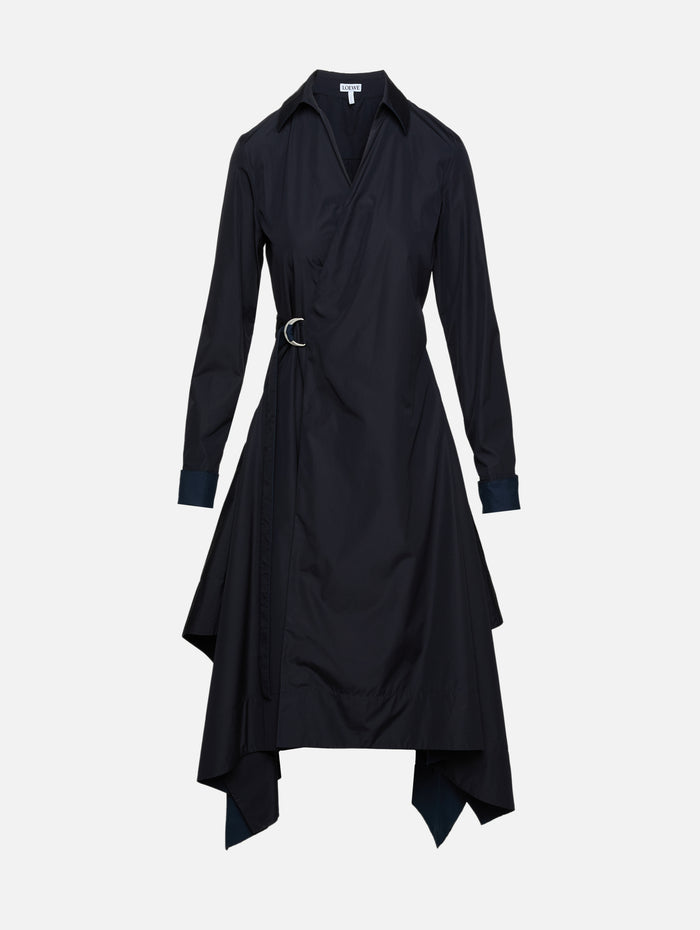 Draped Dress,LOEWE,NAVY BLUE,Image 1