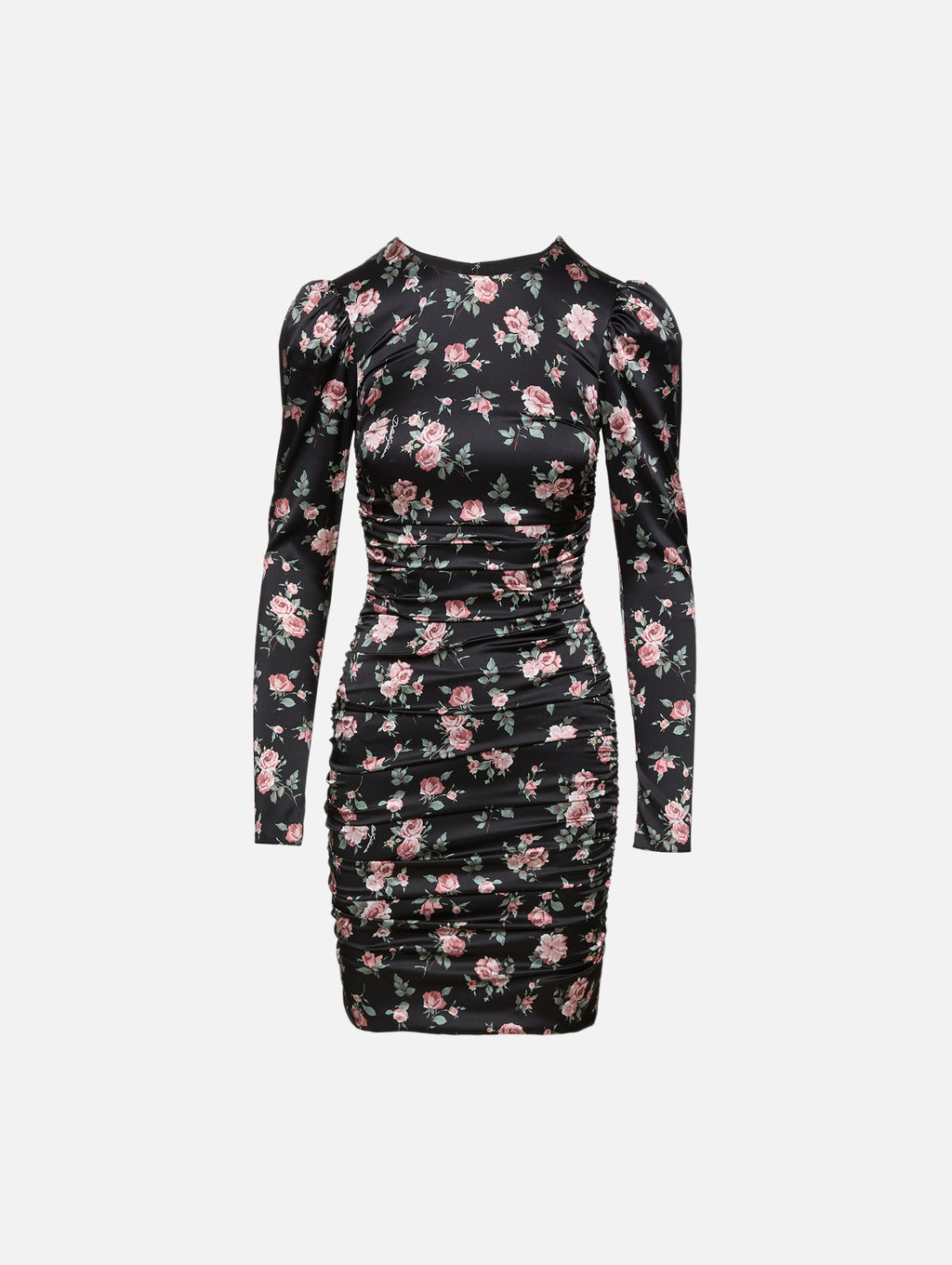 Dolce & Gabbana Women's Vintage Rose Print Draped Dress - Black - Size 42 IT/6 US