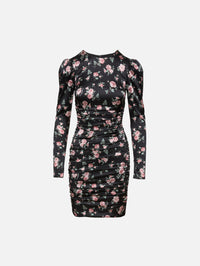 Long Sleeve Mini Dress,DOLCE & GABBANA,VINTAGE ROSE PRINT,Image 1
