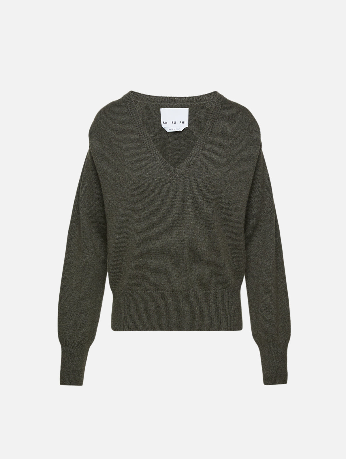 V Neck Sweater,SASUPHI,MILITARY GREEN,Image 1
