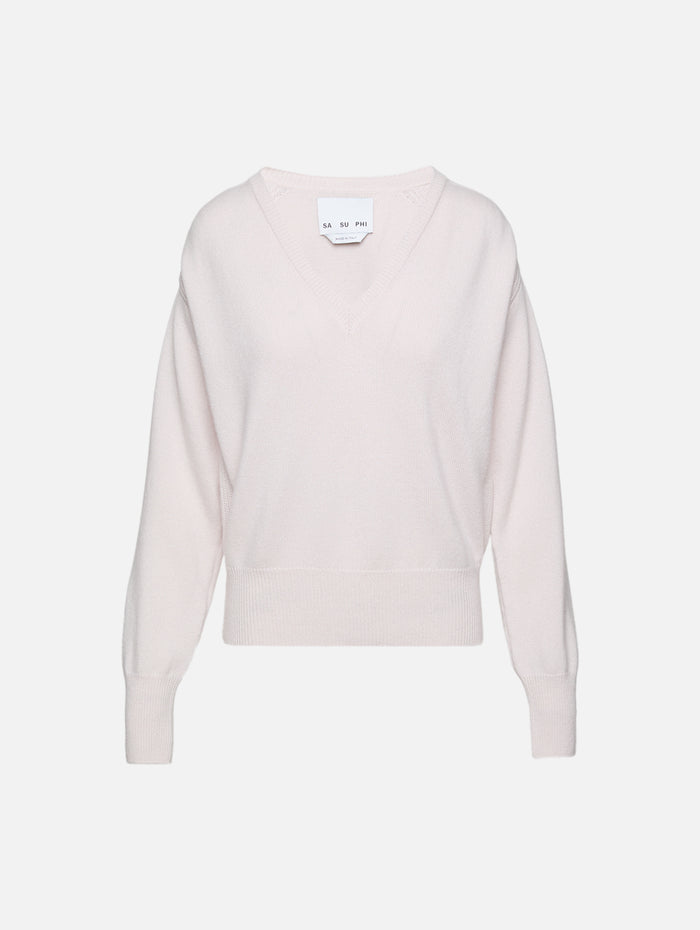 V Neck Sweater,SASUPHI,SKIN PINK,Image 1