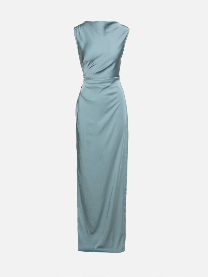 Ruched Gown,LAPOINTE,LIGHT SLATE,Image 1