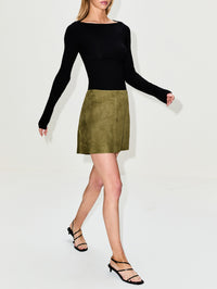 Melody Suede Skirt,ARMA,CEDAR GREEN,Image 3