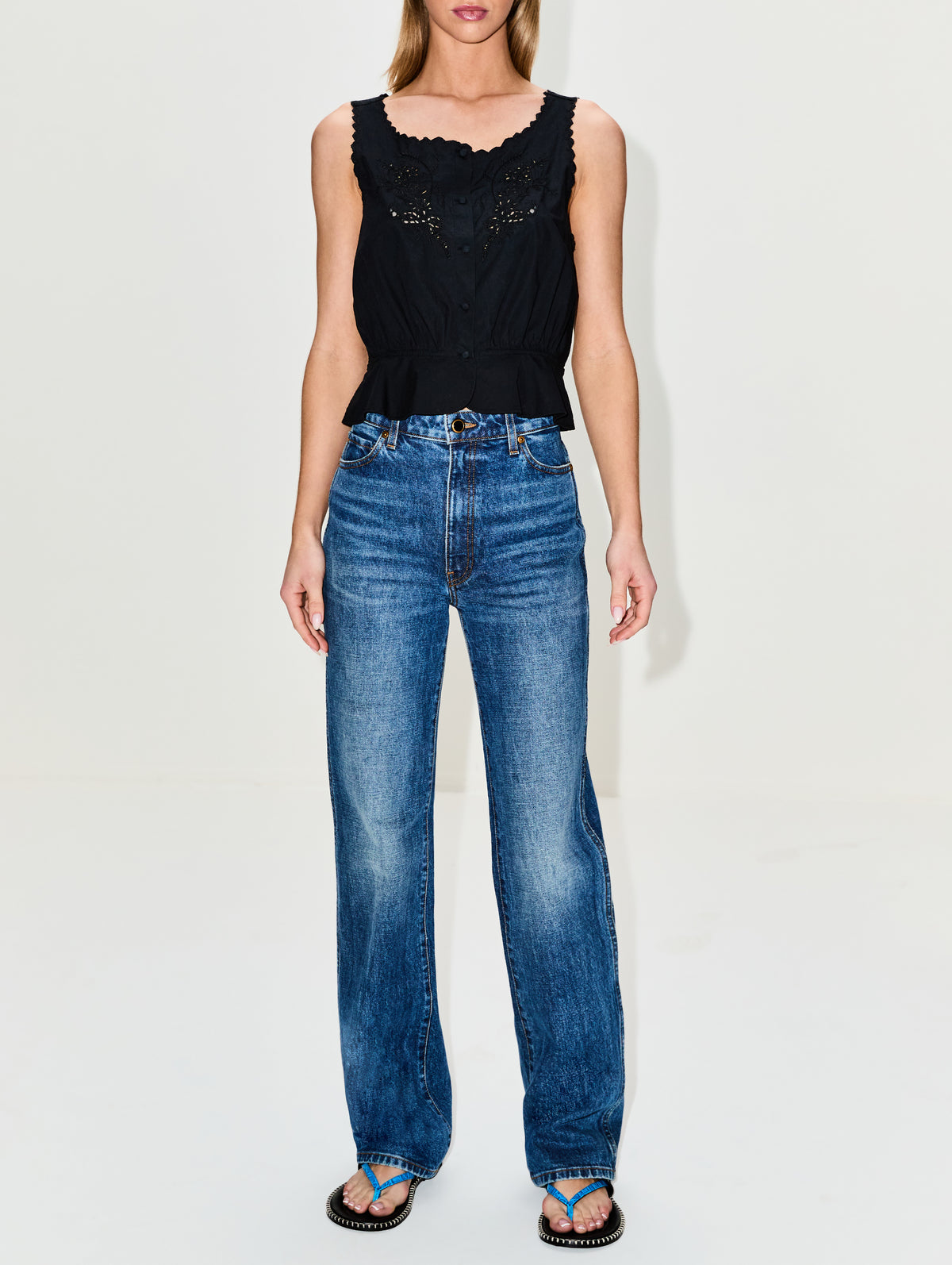 Jerry Tank Blouse,RE/DONE,BLACK,Image 2