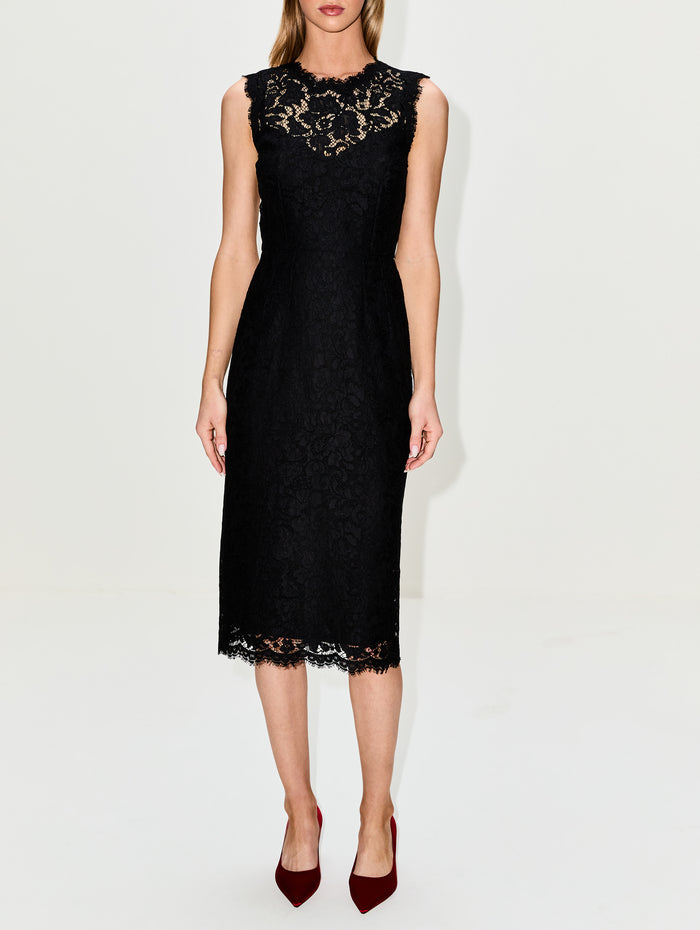 Sleeveless Lace Dress,DOLCE & GABBANA,BLACK,Image 1
