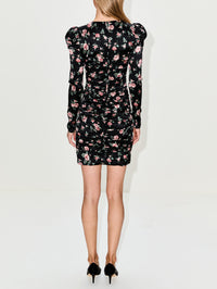 Long Sleeve Mini Dress,DOLCE & GABBANA,VINTAGE ROSE PRINT,Image 4