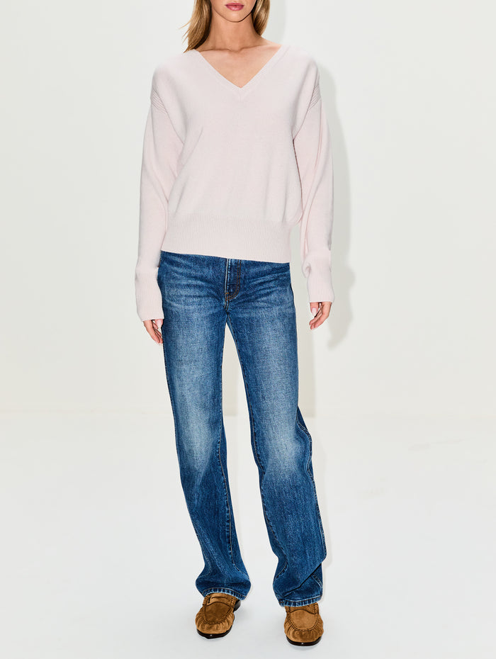 V Neck Sweater,SASUPHI,SKIN PINK,Image 1