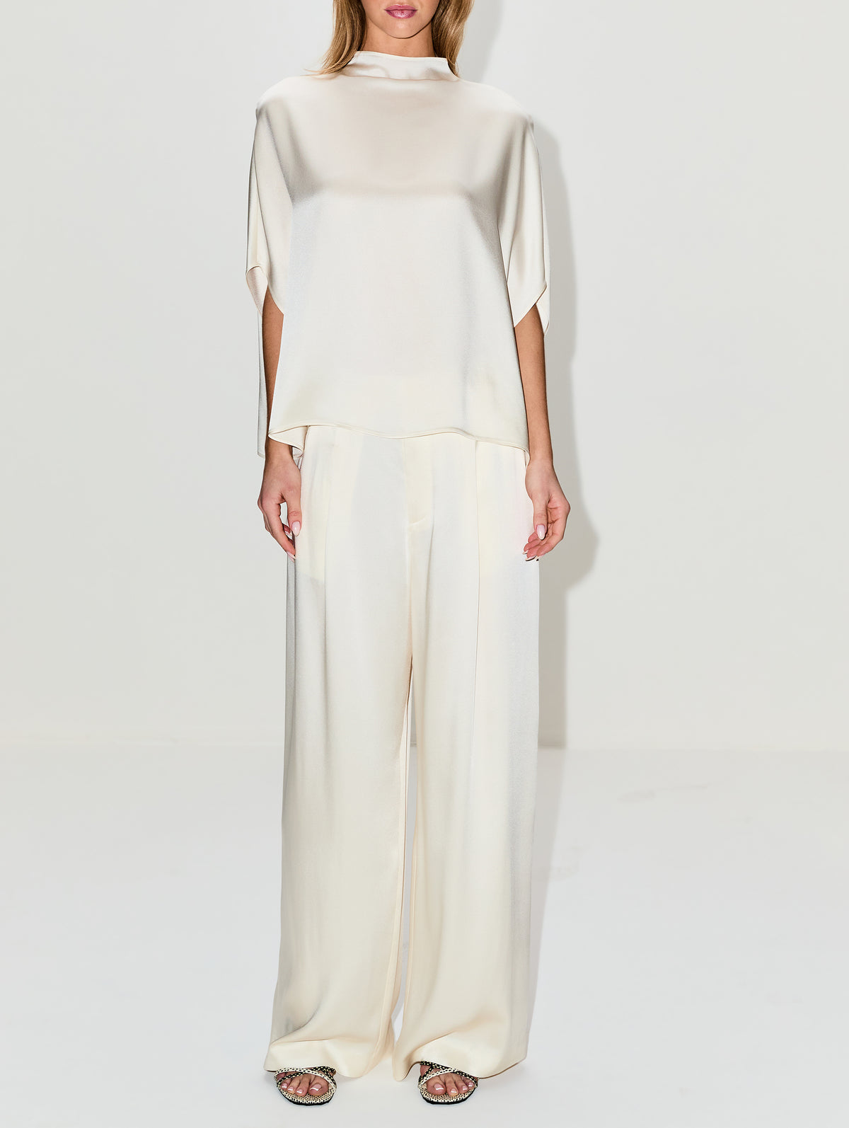 Relaxed Pleated Pant,LAPOINTE,CREAM,Image 2