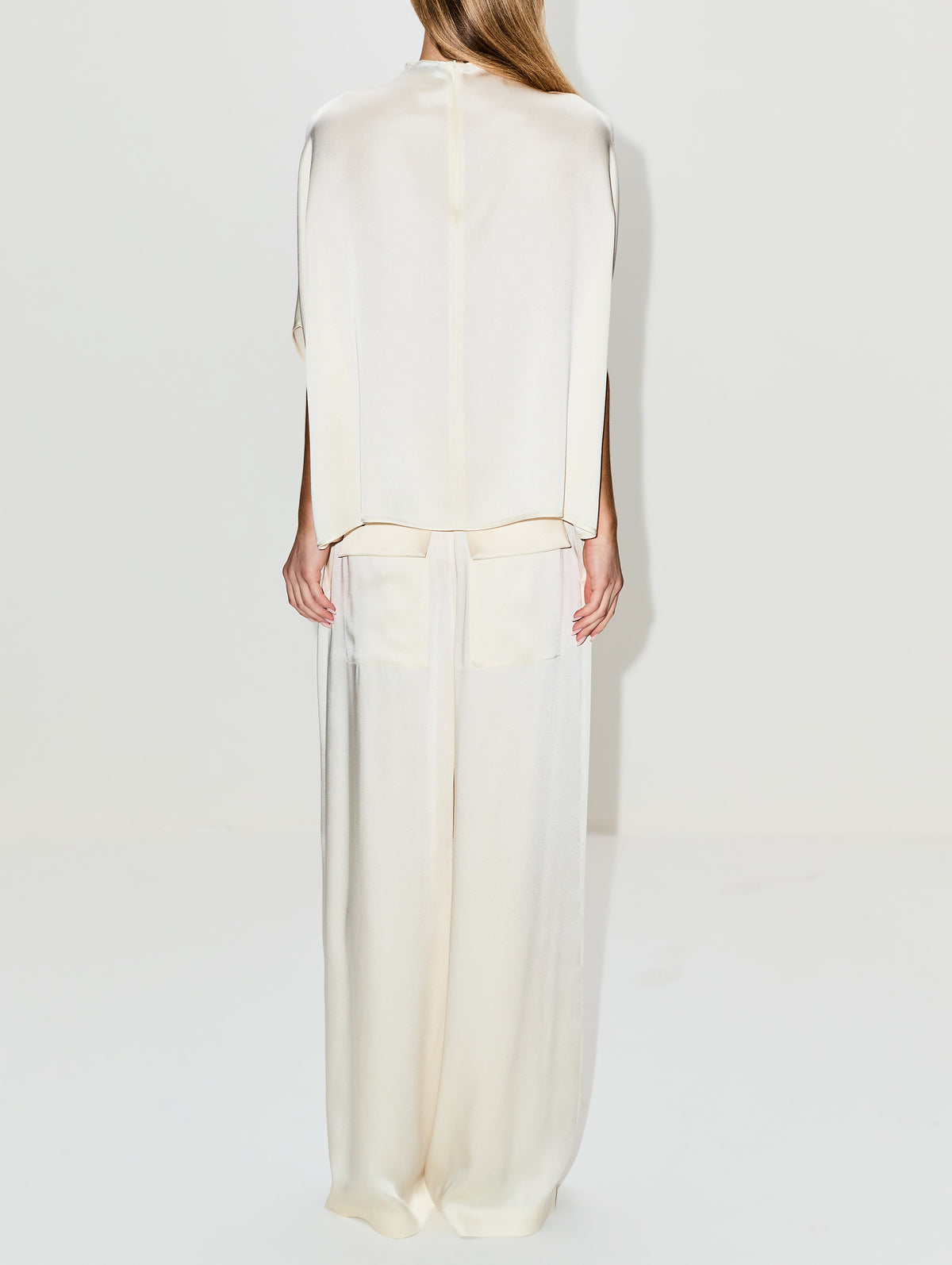 Relaxed Pleated Pant,LAPOINTE,CREAM,Image 4