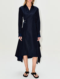 Draped Dress,LOEWE,NAVY BLUE,Image 2