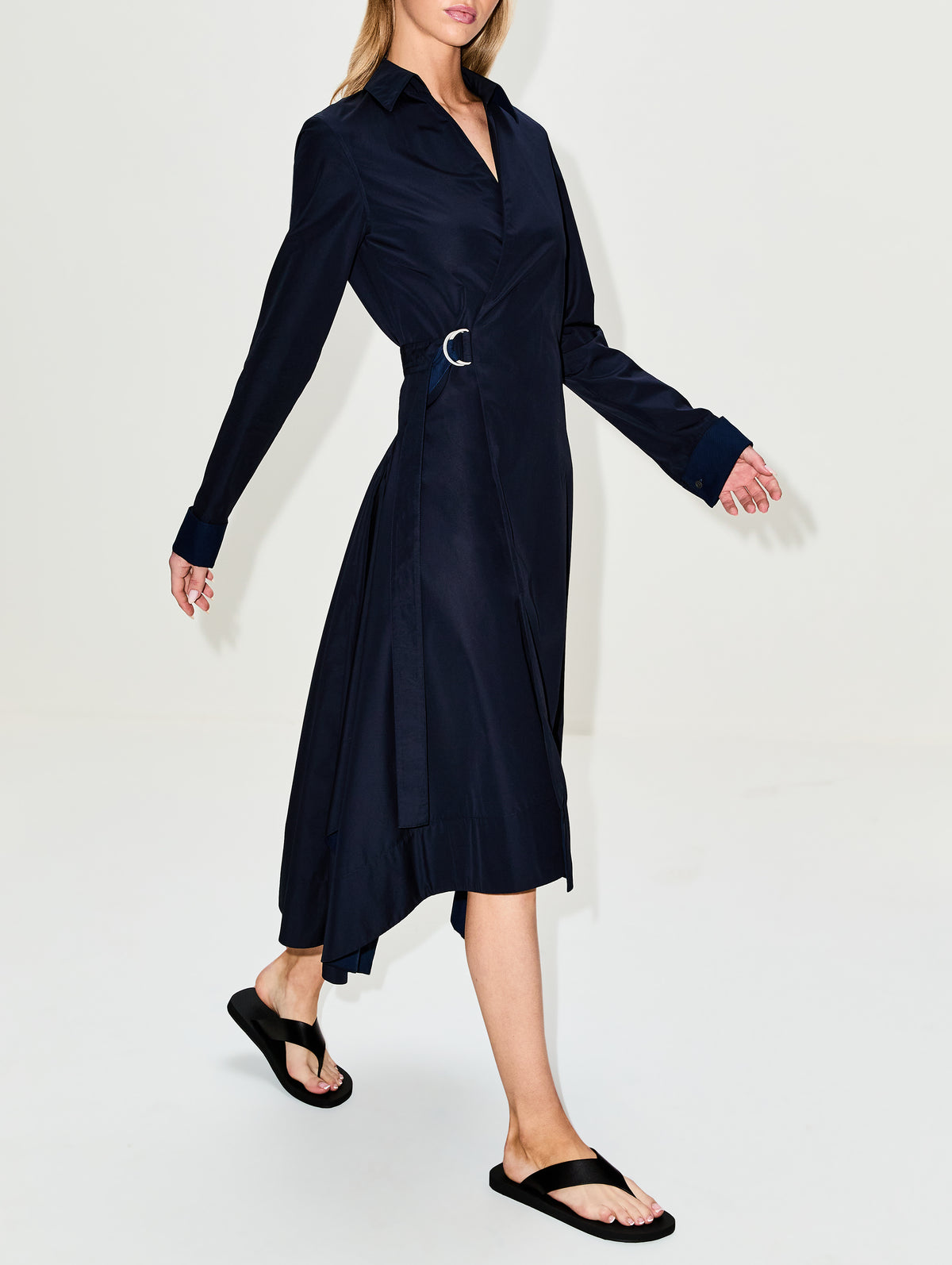Draped Dress,LOEWE,NAVY BLUE,Image 3