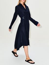 Draped Dress,LOEWE,NAVY BLUE,Image 3