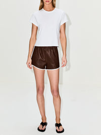 Athletic Stripe Dolphin Short,SPRWMN,MILK CHOCOLATE,Image 2