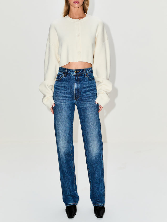 Cropped Oversized Cardigan,TOTÉME,MILK,Image 1
