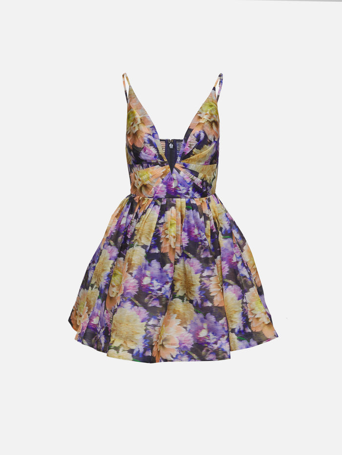 Luna V Neck Mini Dress,ZIMMERMANN,NAVY DAHLIA,Image 1