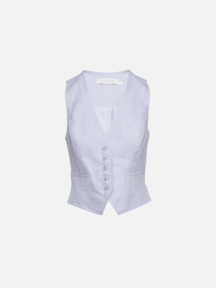 Luna Linen Waistcoat,ZIMMERMANN,LILAC,Image 1