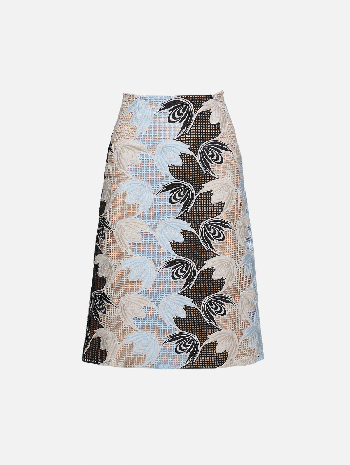 lily white designer Marni Women's Wavy Floral Macramé Midi-Skirt - Lily White