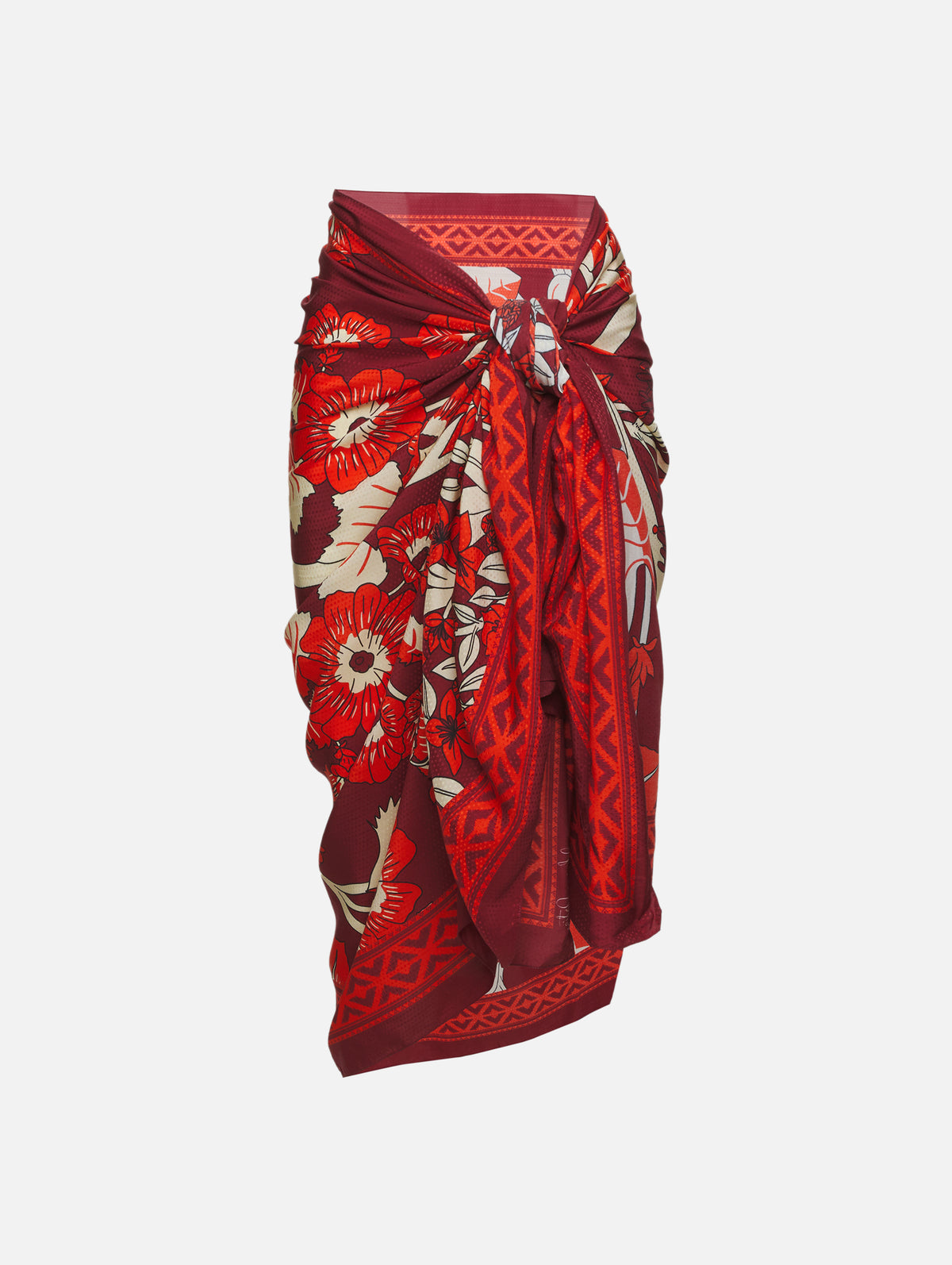 Tropical Chinoiserie Scarf,JOHANNA ORTIZ,WINE BRIGHT RED,Image 1
