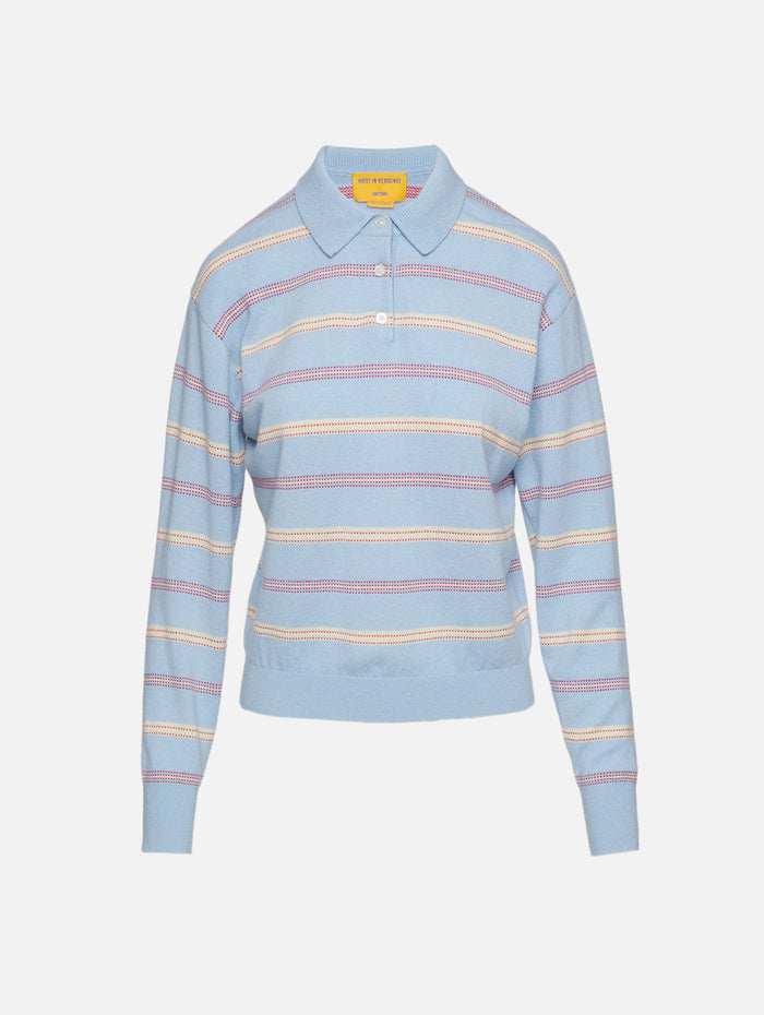 Collegiate Stripe Polo Sweater,GUEST IN RESIDENCE,CLEAR SKY COMBO,Image 1