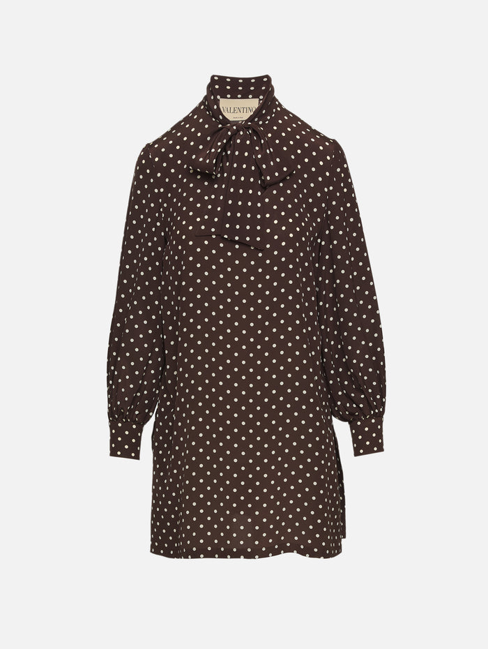 Polka Dot Dress,VALENTINO GARAVANI,BROWN/CREAM,Image 1