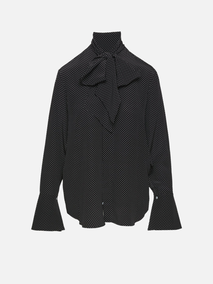 Scarf Shirt,SASUPHI,BLACK/WHITE MICRO DOTS,Image 1