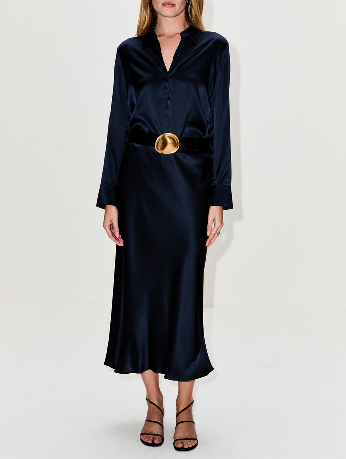 Sense Of Shine Skirt,DOROTHEE SCHUMACHER,DARK NAVY,Image 1